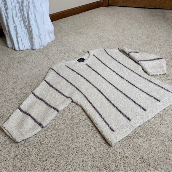 Leo & Sage Alpaca Wool Blend Metallic/Iridescent Stripes Sweater - Picture 6 of 10